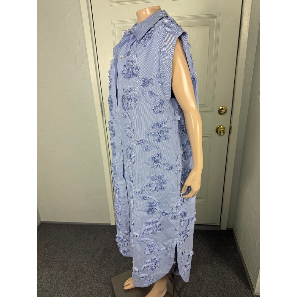 NEW Anthropologie Maeve Dress XL Lillian Button Front Midi Pinstripe Floral A11 - Picture 3 of 8